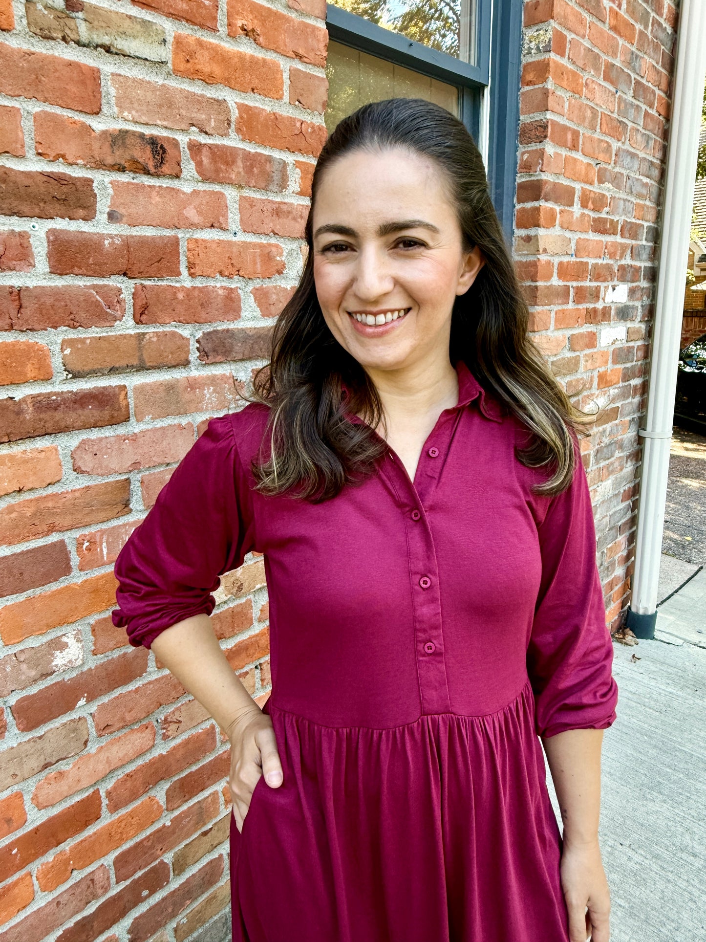 Tiered Knit Shirt Dress