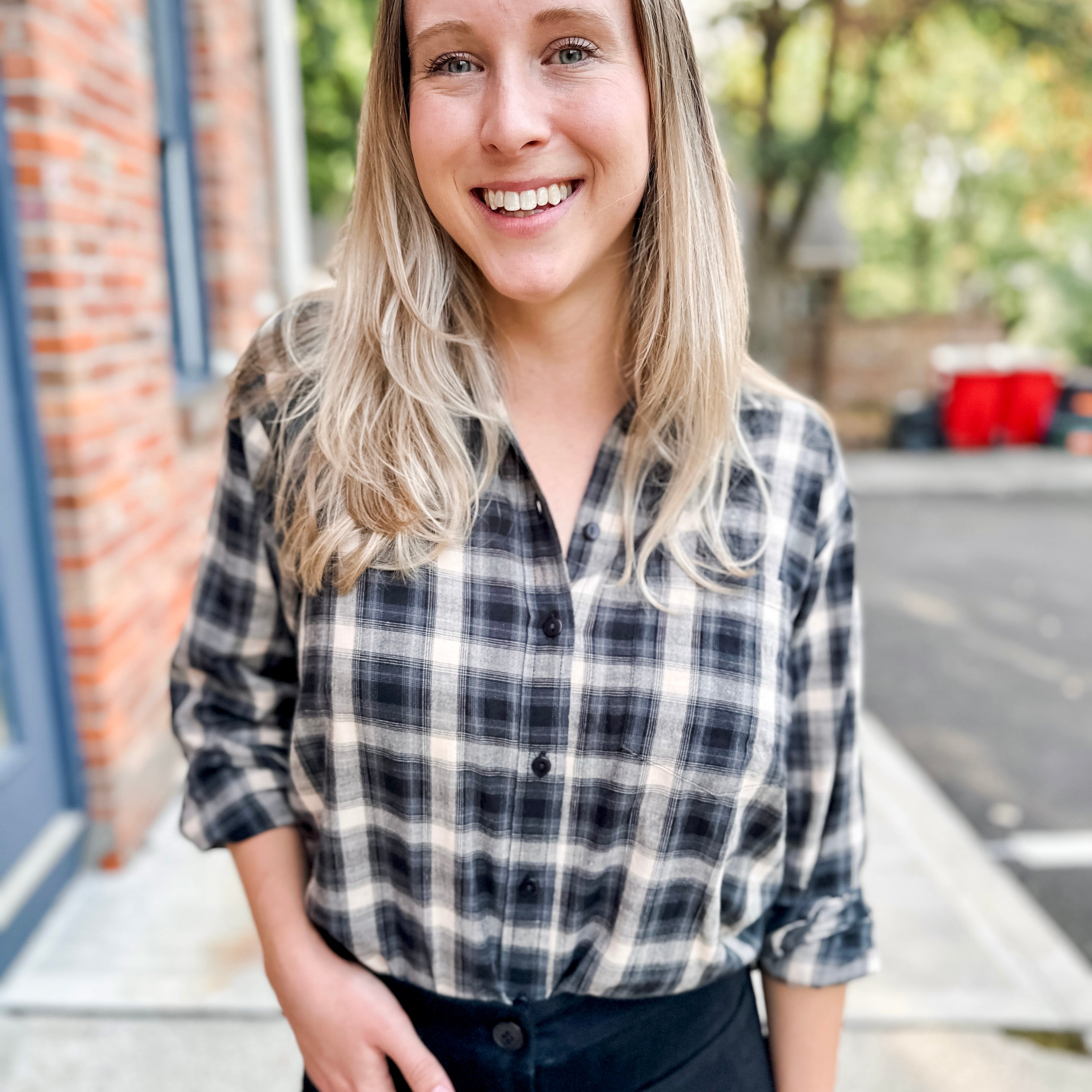 Plaid Button-Up Shirt