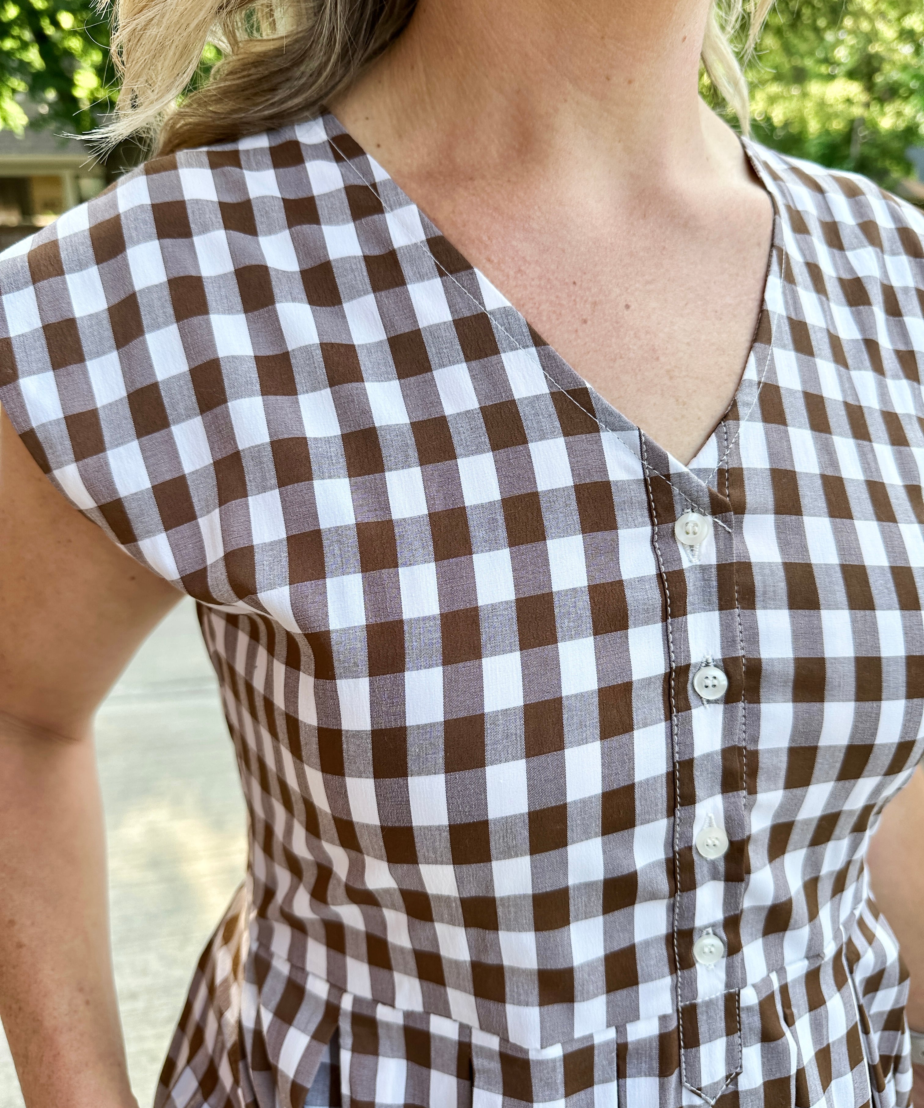 Jewel Button-Front Midi Dress