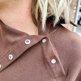 Fold Over Snap Mock Neck