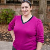 Contrasting V- Neck Top