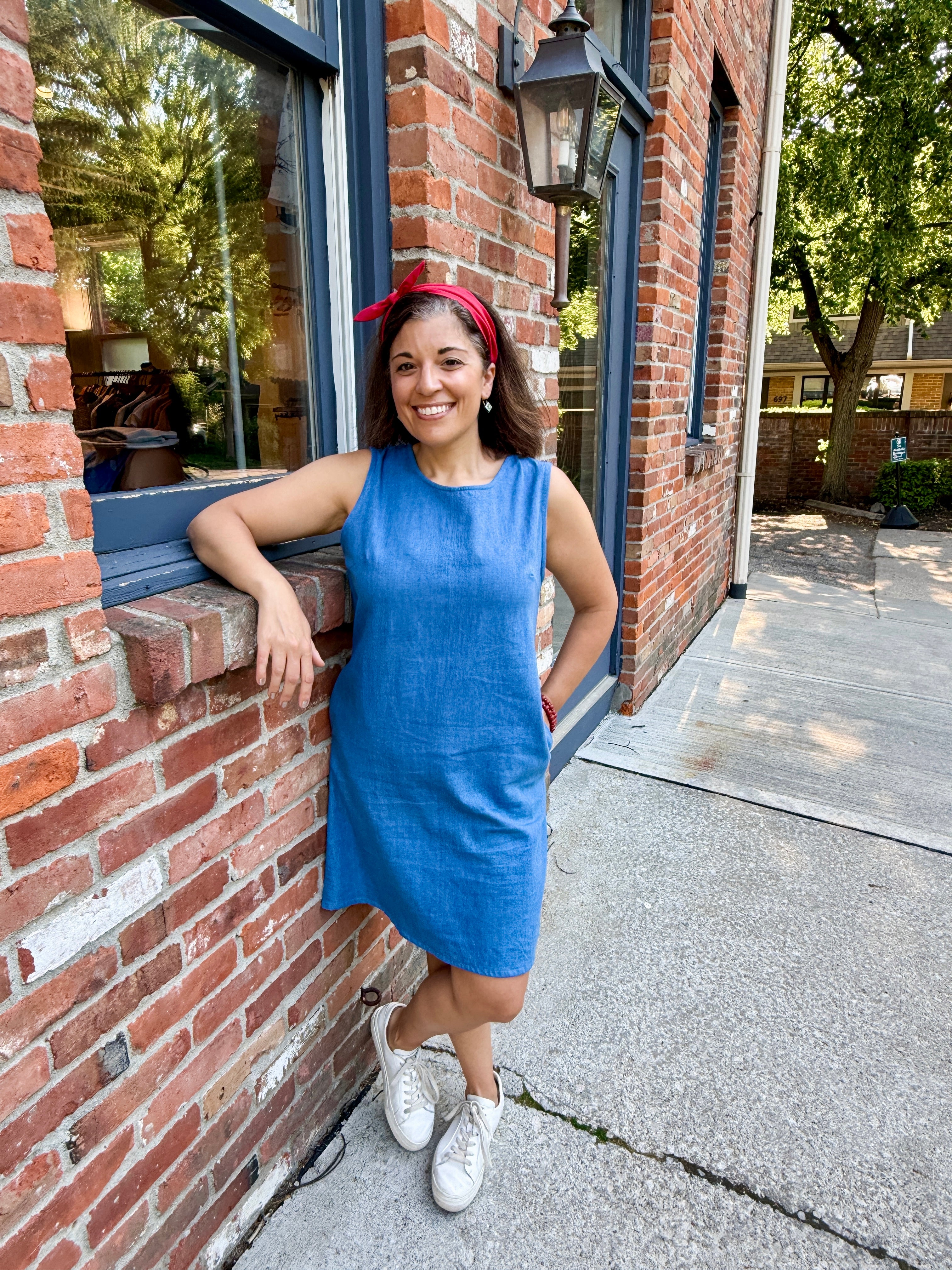 Drawstring Denim Mini Dress