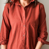 Linen Shirt Dress with Bottom Ruffle