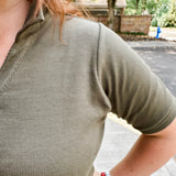 Ribbed Henley Polo Top