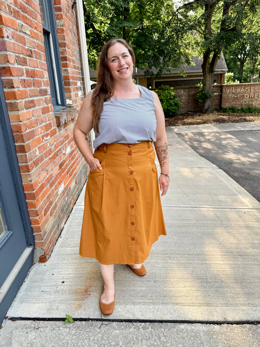 A-Line Button Front Skirt