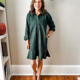 Linen Shirt Dress with Bottom Ruffle