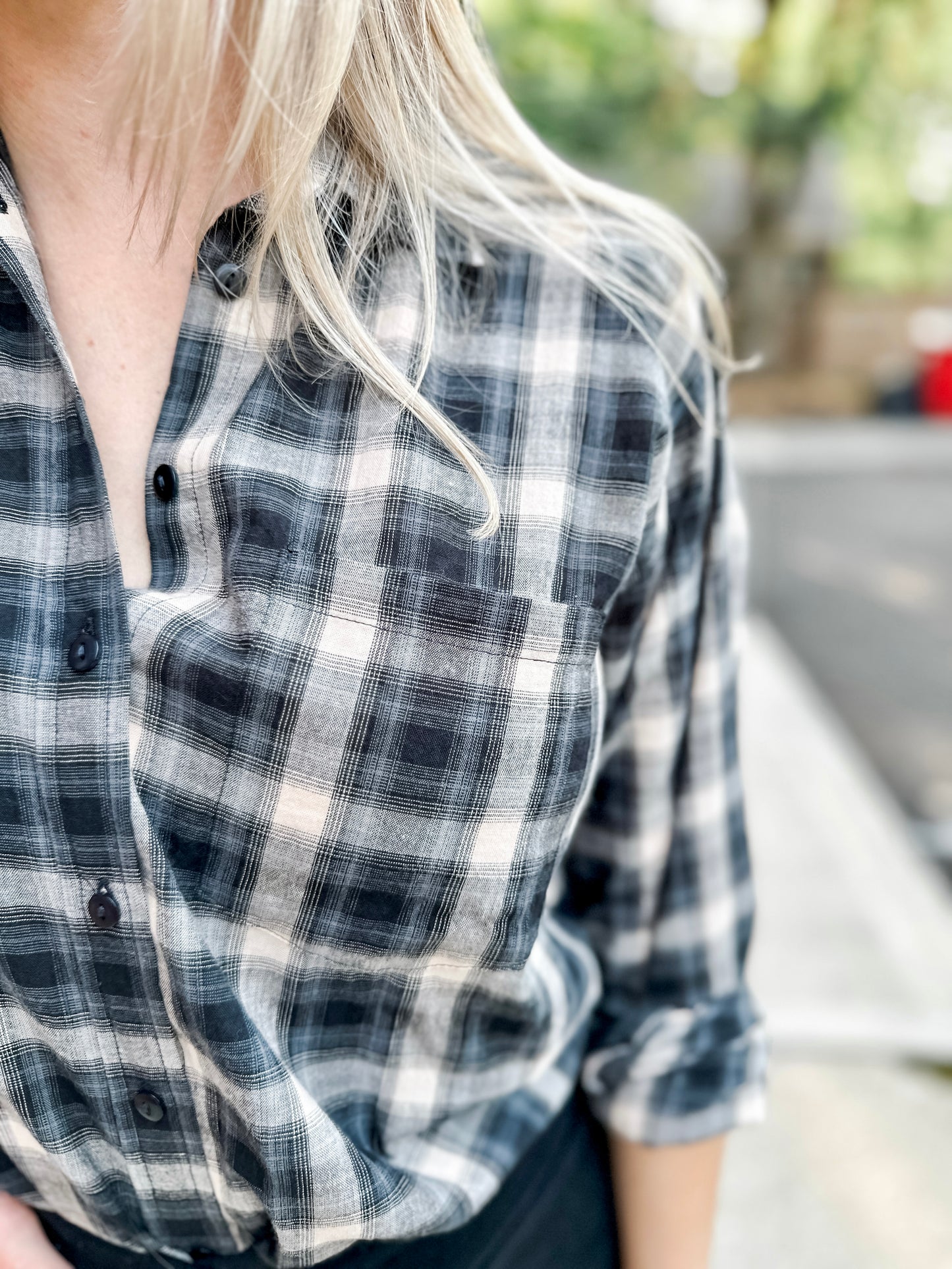 Plaid Button-Up Shirt