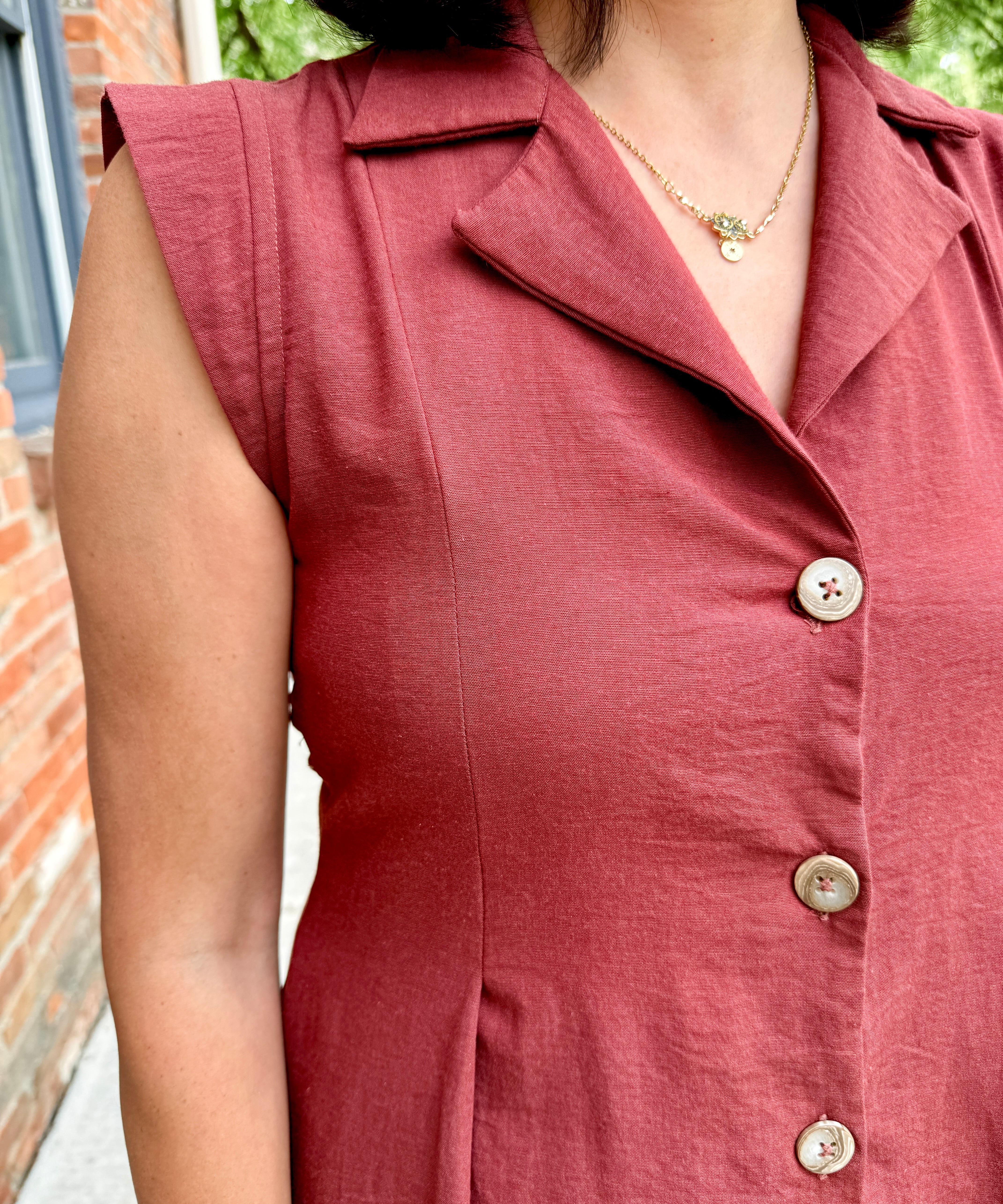 Button Front Dress with Lapel