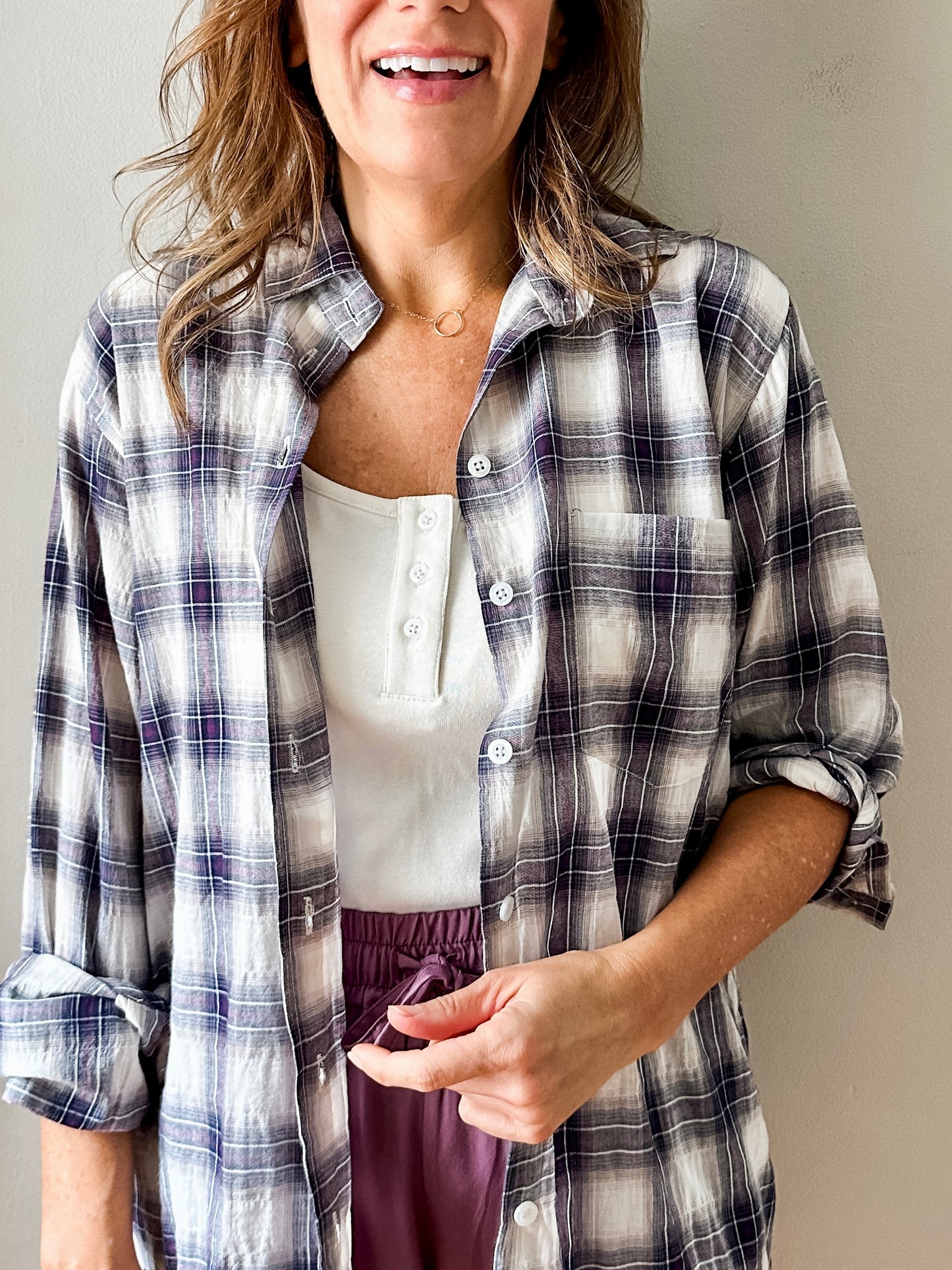 Plaid Button-Up Shirt