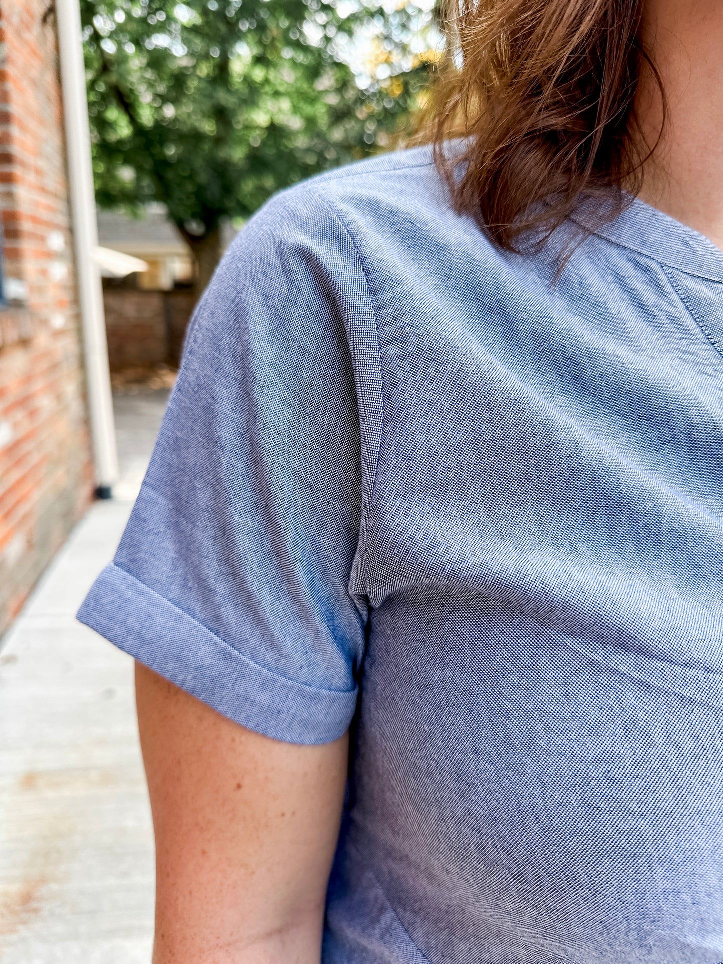 Darted Chambray Shirt Dress