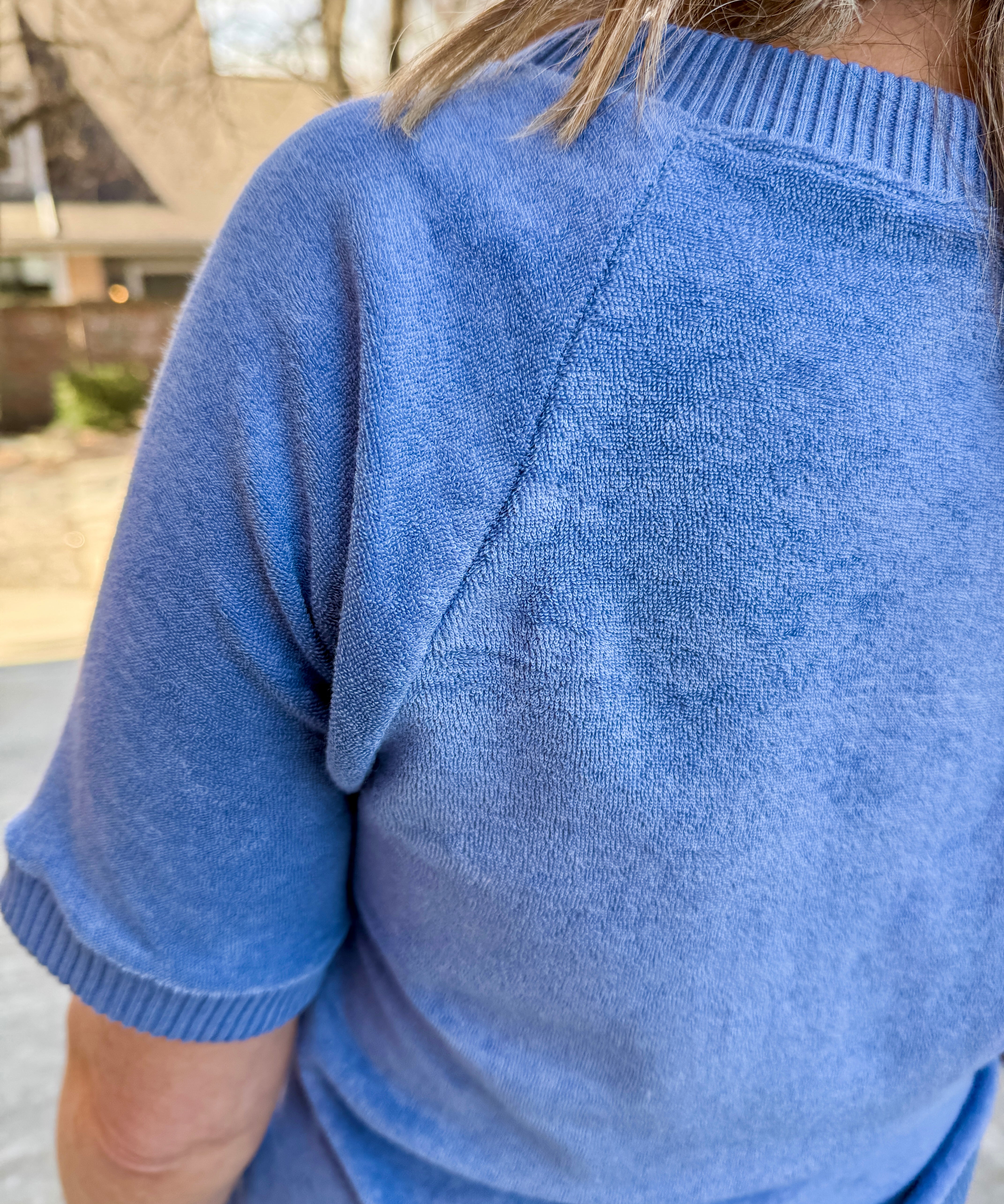 Short Sleeve Terry Raglan Sweater