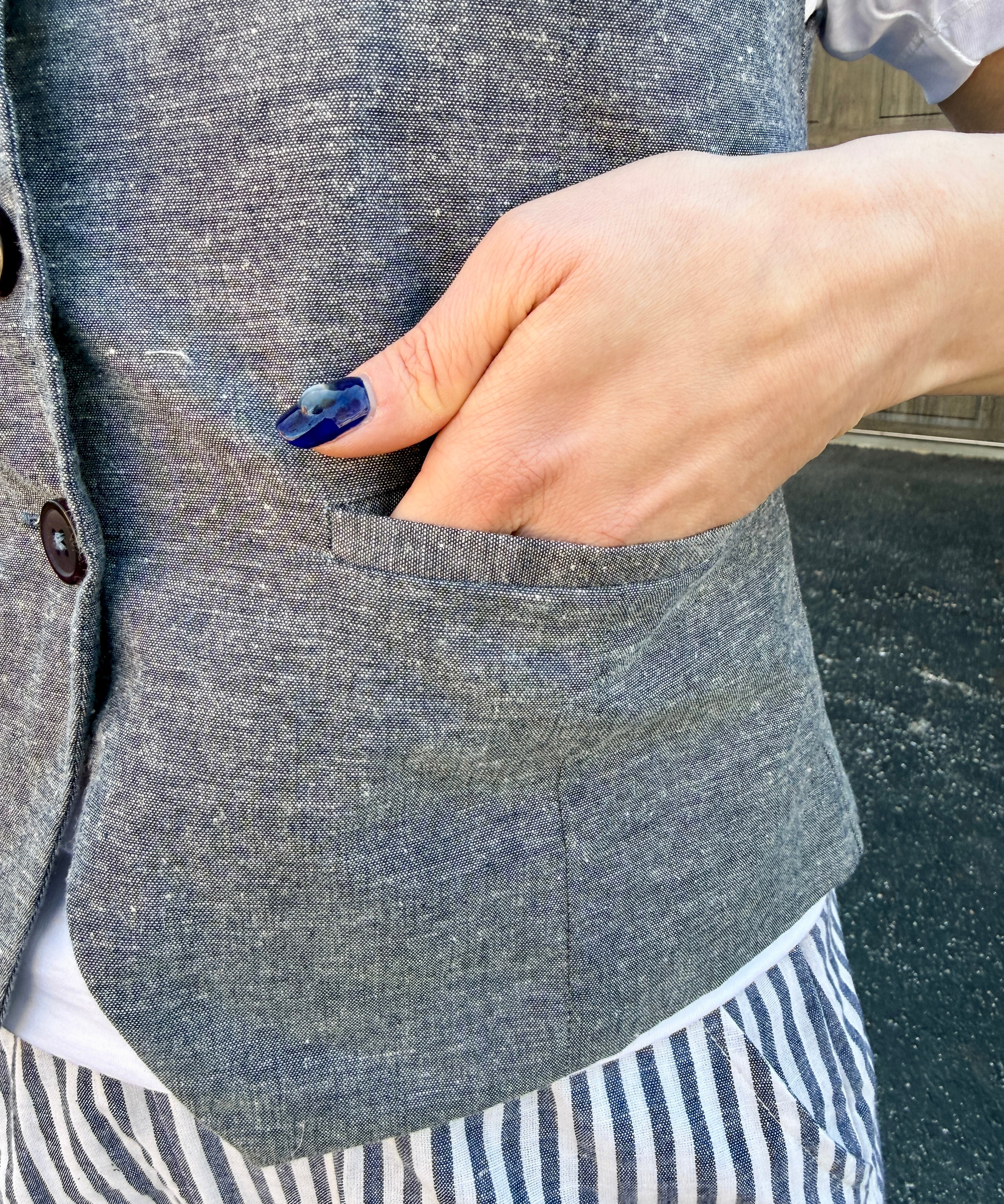 Chambray Button-Front Vest