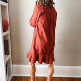 Linen Shirt Dress with Bottom Ruffle
