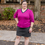 Contrasting V- Neck Top