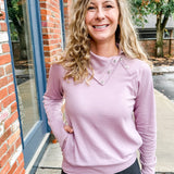 Fold Over Snap Mock Neck