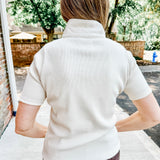 Ribbed Henley Polo Top