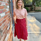 A-Line Button Front Skirt