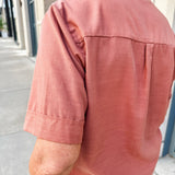 Open Collar V-Neck Button-up Blouse