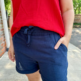 Crinkle Cotton Gauze Pull-On Short