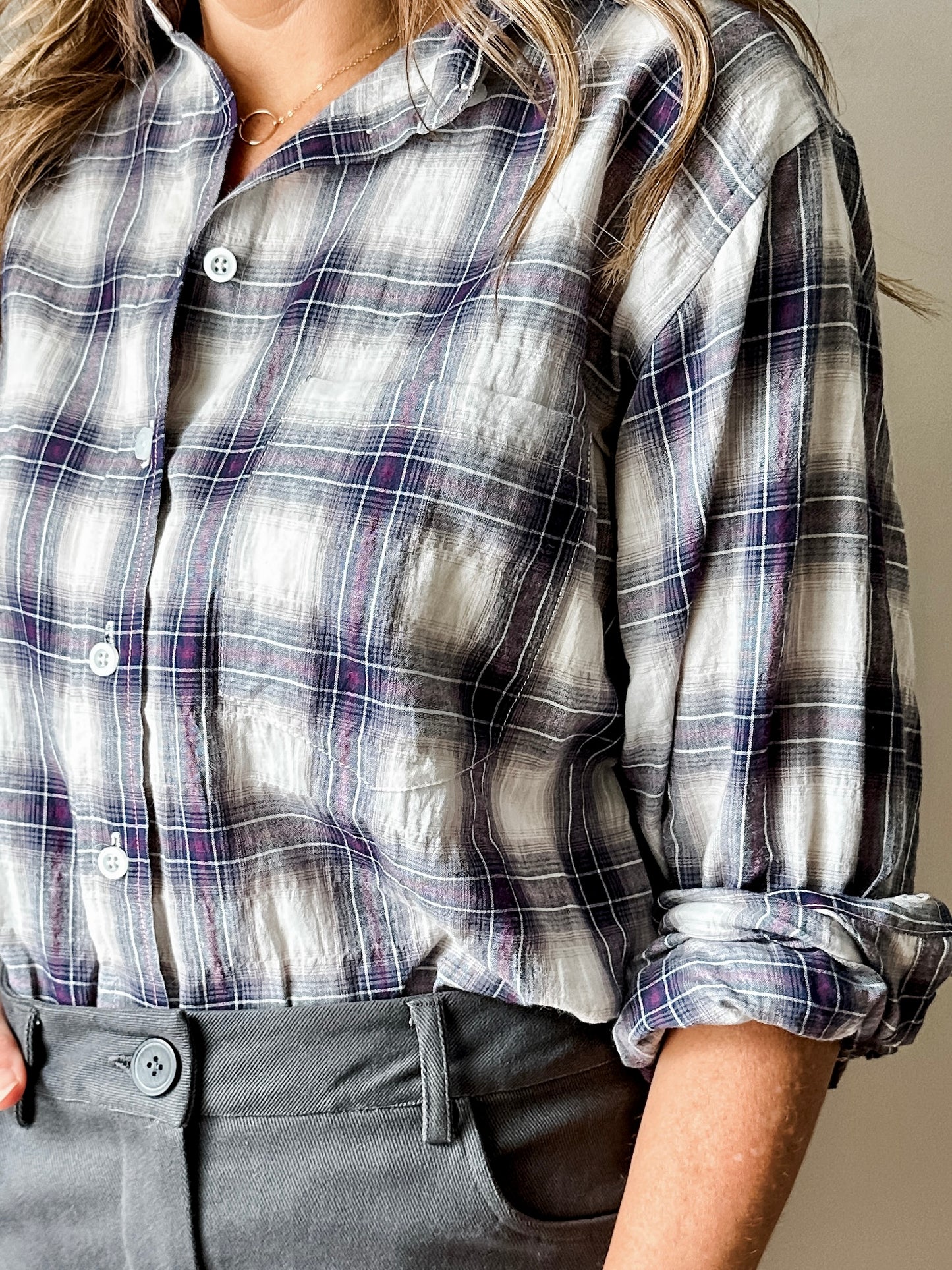 Plaid Button-Up Shirt