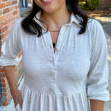 Tiered Knit Shirt Dress