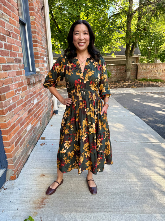 Portofino Midi Dress 3/4 sleeve