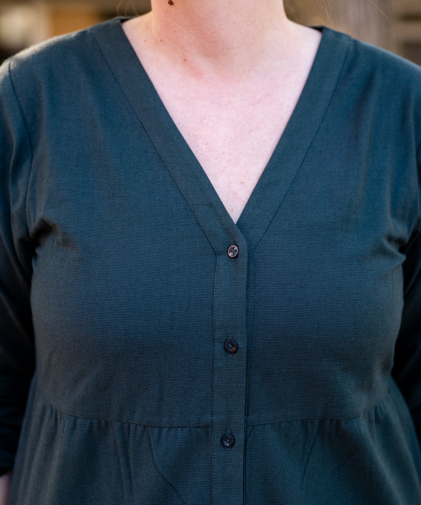 Button Front Tiered Dress