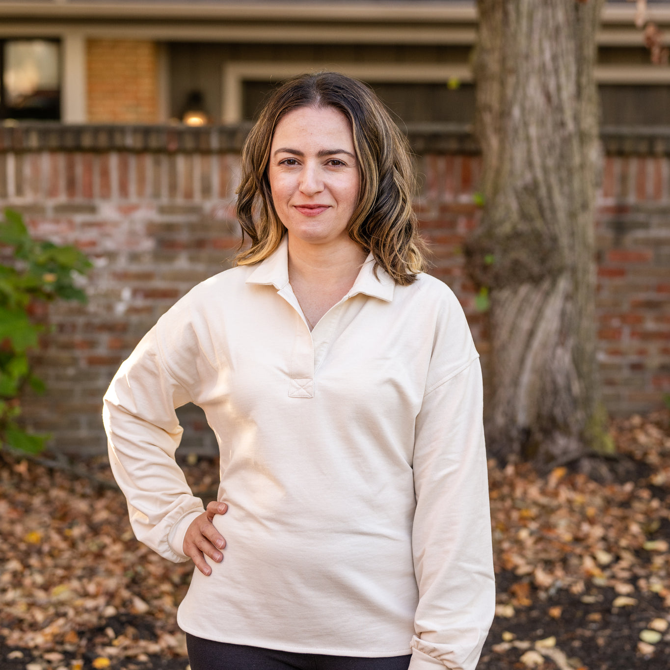 Split-Collared Polo Top