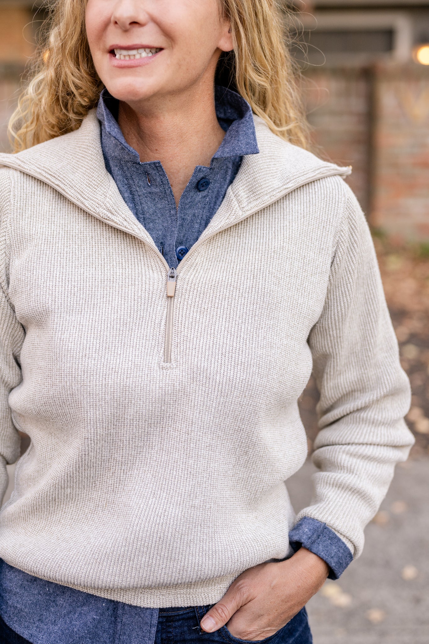 Ribbed Half-Zip Pullover