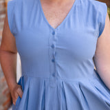 Jewel Button-Front Midi Dress