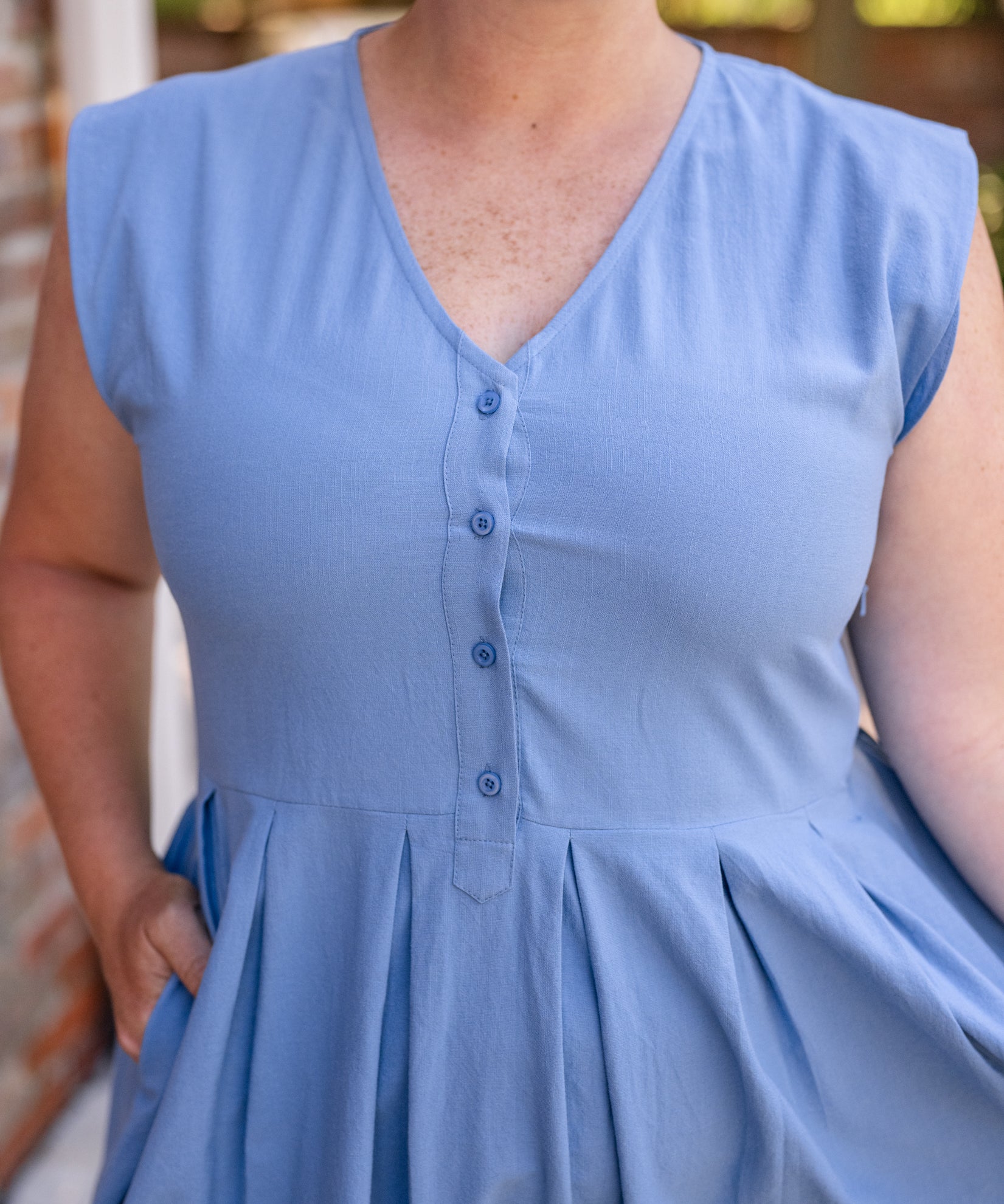 Jewel Button-Front Midi Dress