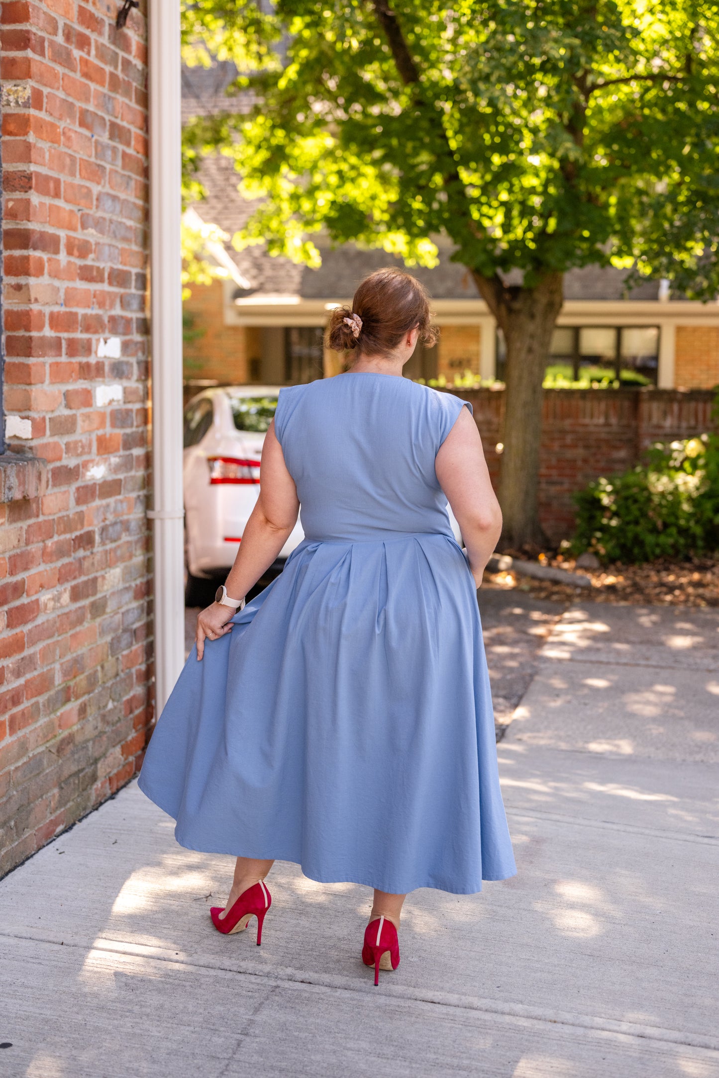 Jewel Button-Front Midi Dress