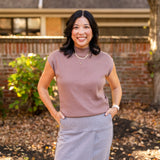 Sleeveless Tapered Mock Neck