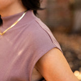 Sleeveless Tapered Mock Neck