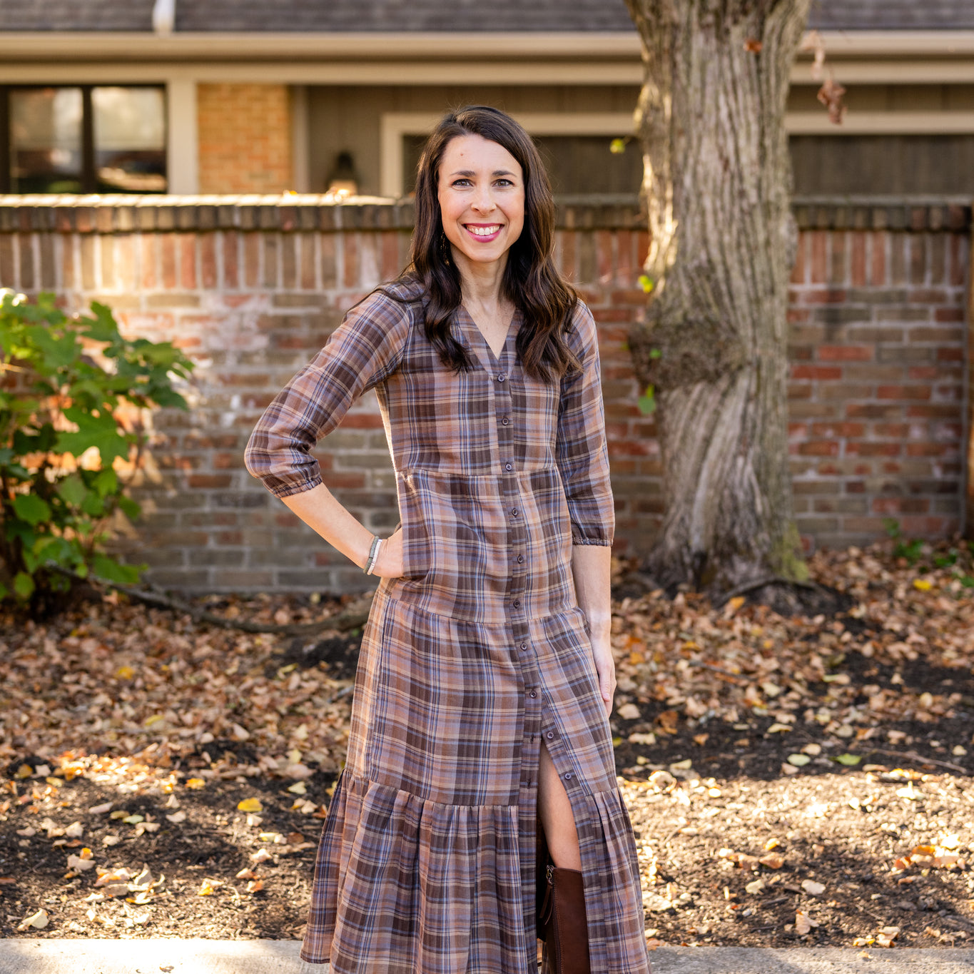 Button Front Tiered Dress