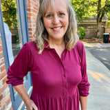 Tiered Knit Shirt Dress