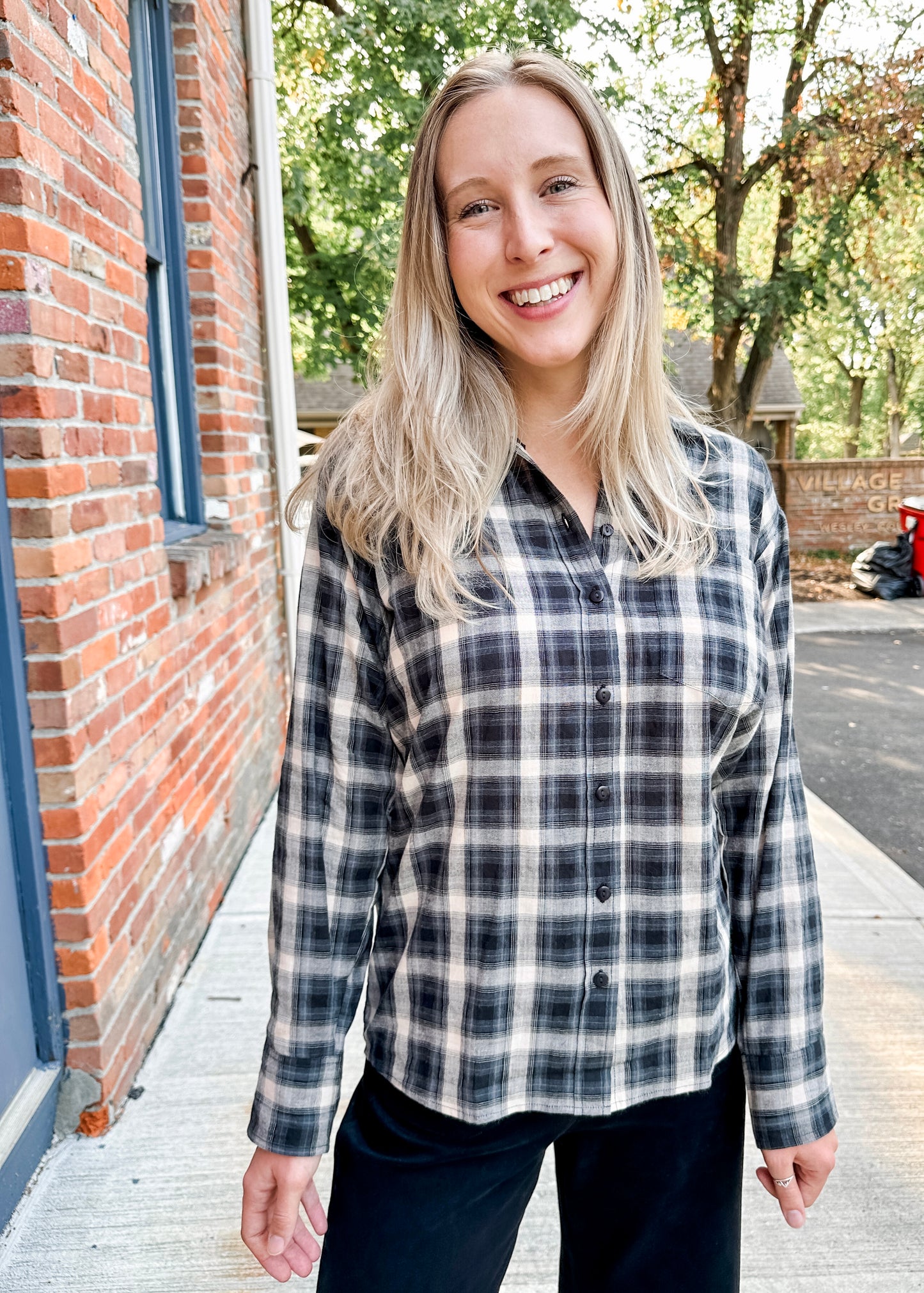 Plaid Button-Up Shirt