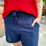 Crinkle Cotton Gauze Pull-On Short