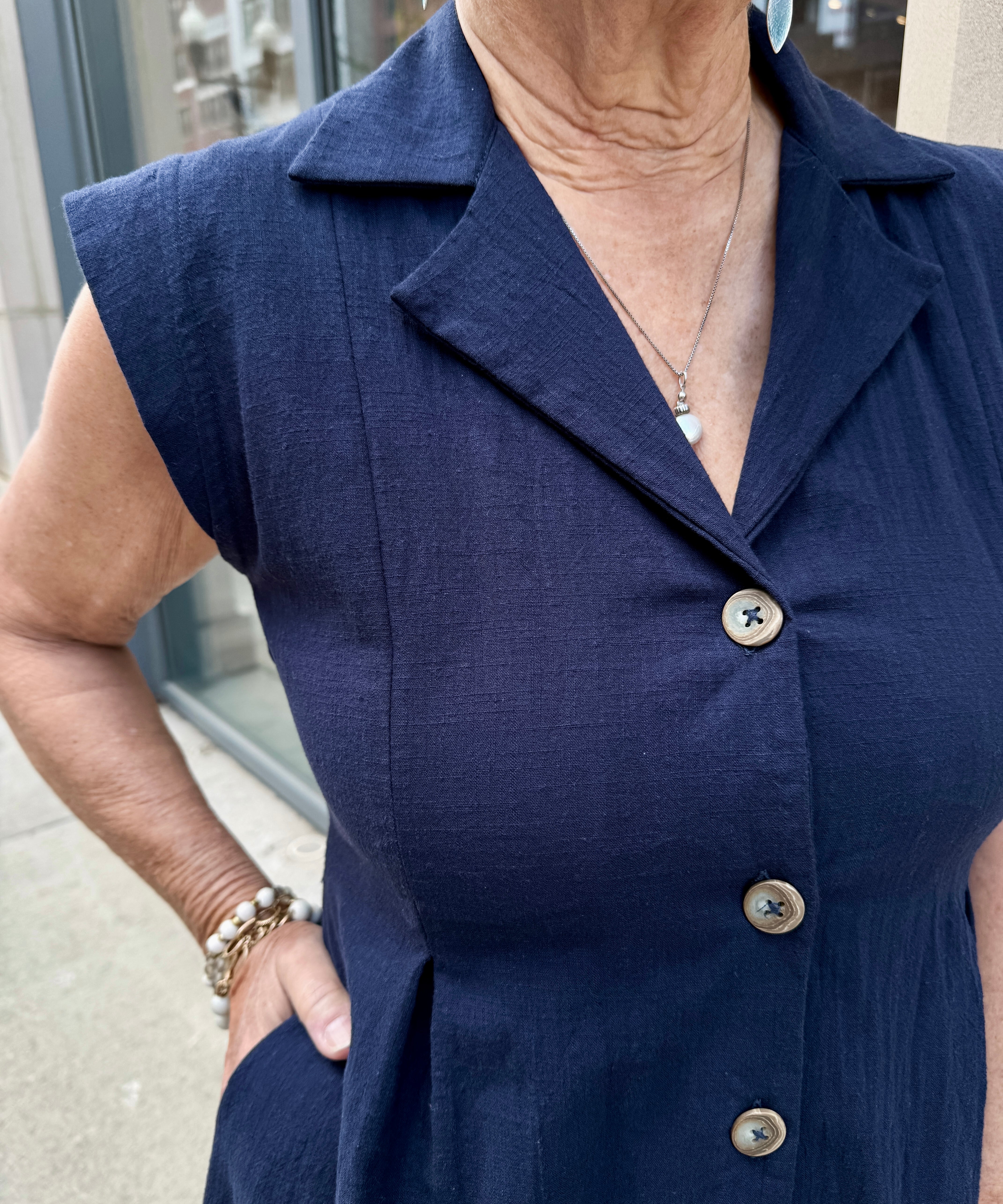 Button Front Dress with Lapel