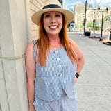 Chambray Button-Front Vest