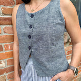 Chambray Button-Front Vest