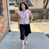 Sleeveless Cotton-Blend Cardigan Sweater