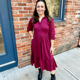 Tiered Knit Shirt Dress