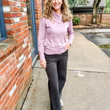 Fold Over Snap Mock Neck