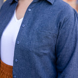 Brushed Flannel Button-Up Blouse