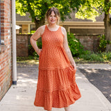 Racer Back Poplin Tiered Maxi Dress