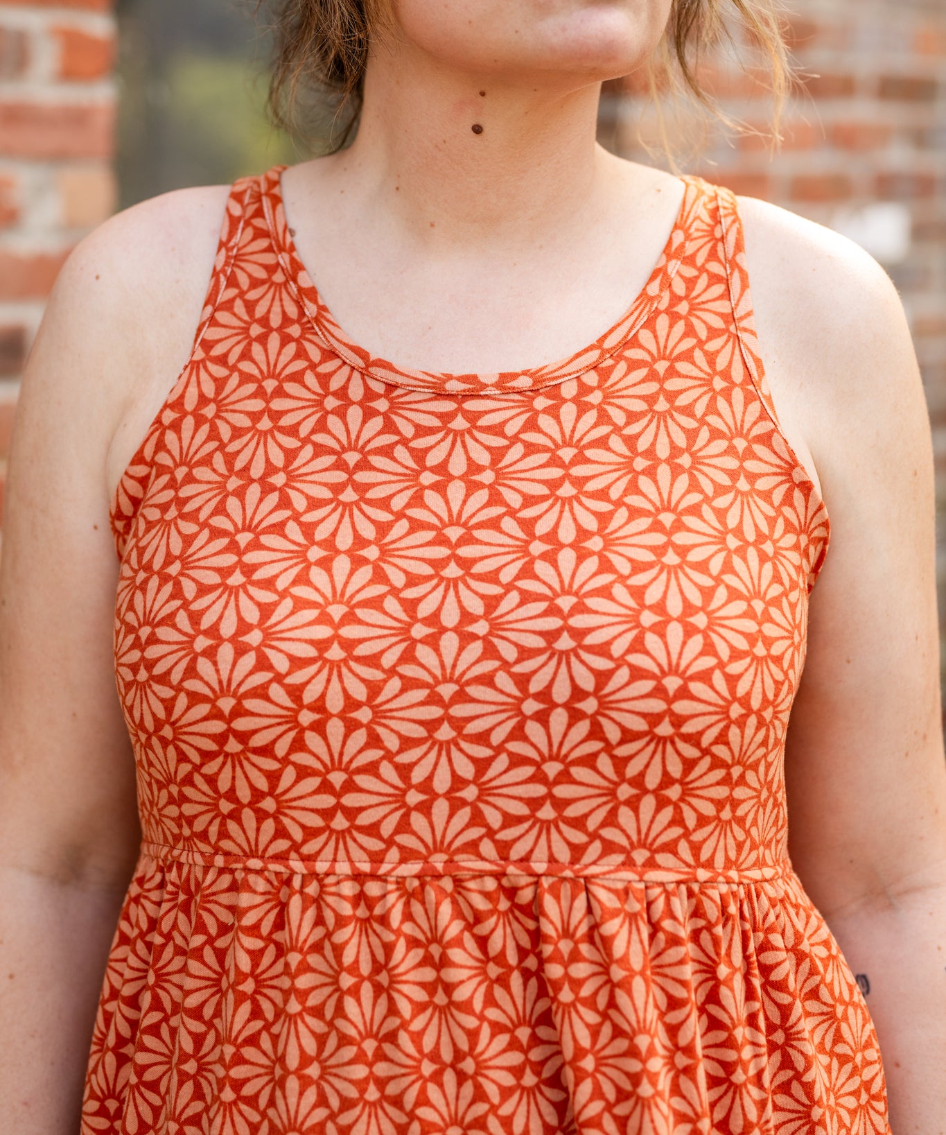 Racer Back Poplin Tiered Maxi Dress