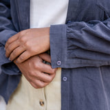 Brushed Corduroy Button-Up Blouse