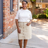 Button-Front Denim Skirt