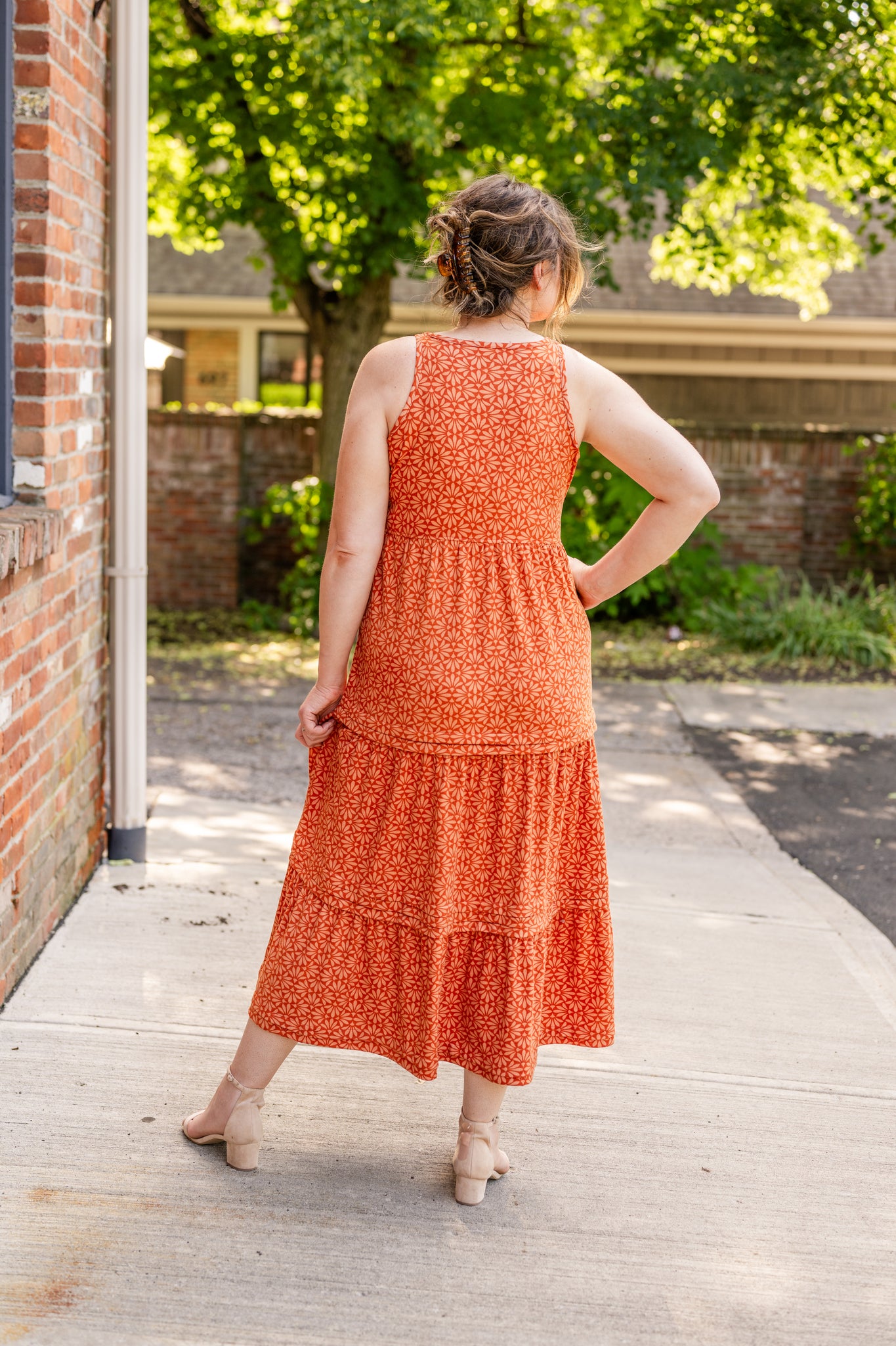 poplin tiered maxi dress Carmela Jade Poplin Tiered Maxi Dress